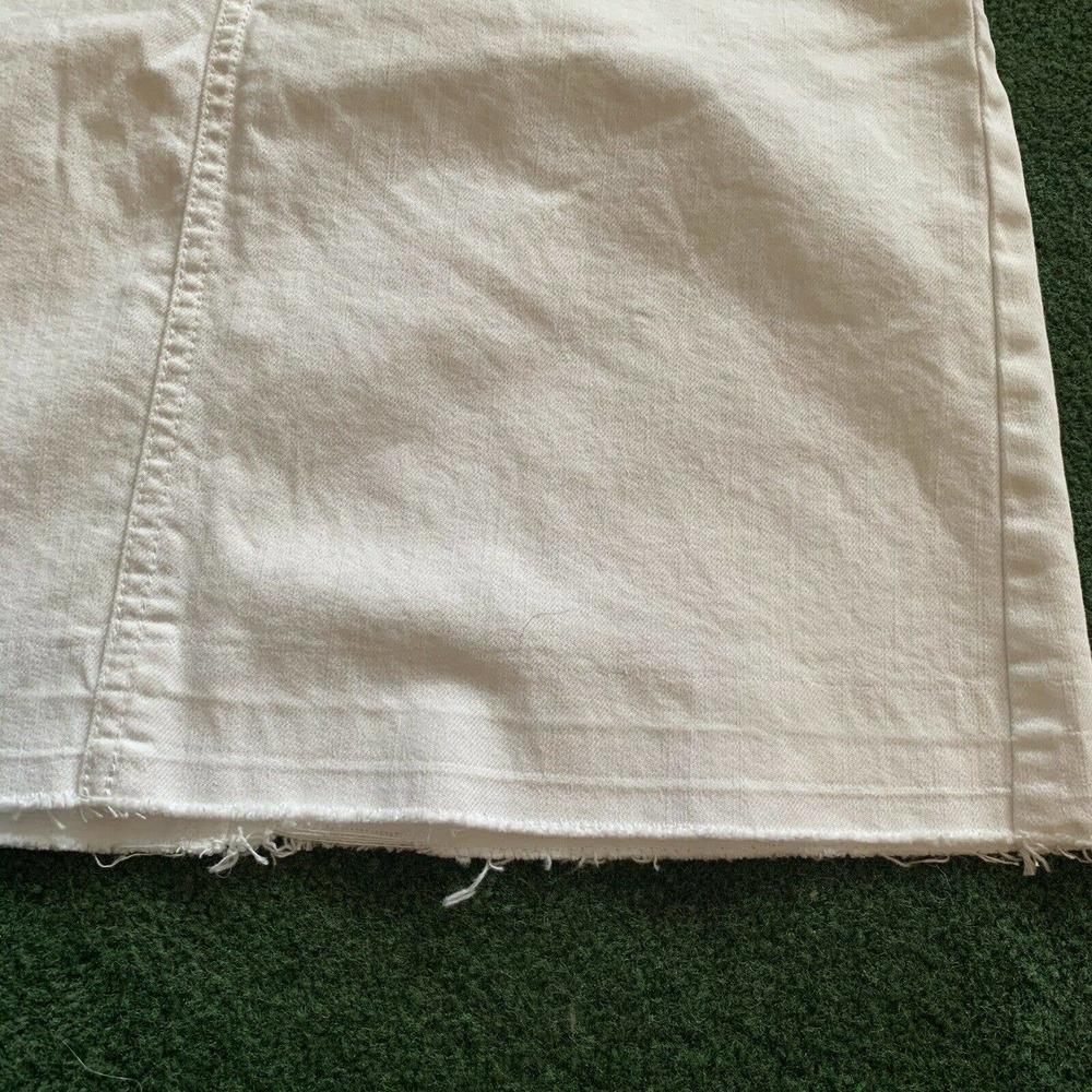 ANN TAYLOR White Denim Jean Raw Hem Mini Skirt - Picture 3 of 5